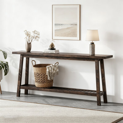 Console de 71 po en bois pour le vestibule, canapé-lit de ferme à 2 niveaux avec rangement pour le salon, le couloir, le vestibule et l'entrée