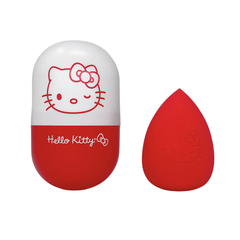 Trousse de maquillage en silicone Hello Kitty et ensemble de mélange, support de mélangeur de beauté avec ventilation, Rouge