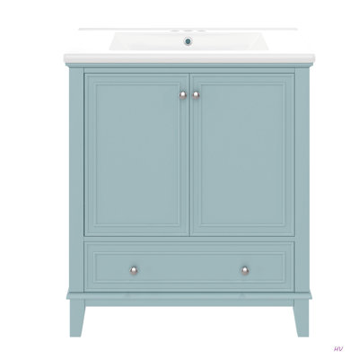 30" Bathroom Vanity With Sink Combo, Multi-Functional Bathroom Cabinet With Doors And Drawer, Solid Frame And MDF Board