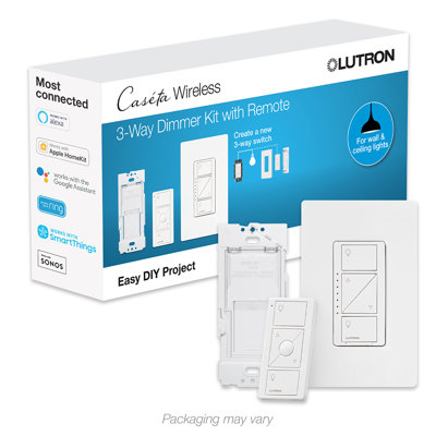 Gradateur intelligent à 3 voies 150 W Lutron Caseta blanc avec télécommande 1 paquet