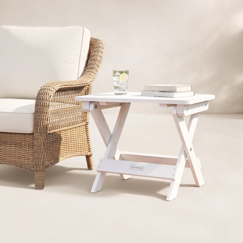 Rectangular Folding Outdoor Side Table , 20'' in. W 14'' in. D, White