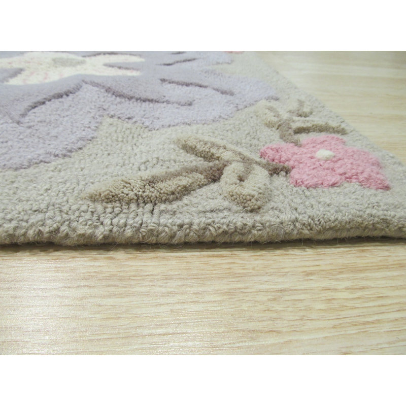 Rustic Elena Gray Hand Tufted Wool Rug, Rectangle 5' x 8'
