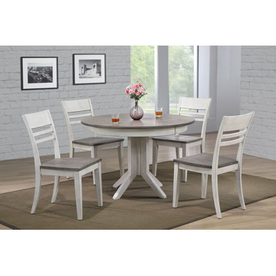 Hermantown 5 - Piece Extendable Rubberwood Solid Wood Dining Set