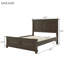 Grand lit de style traditionnel en bois de pin de 83,7 x 64,9 x 52,8 pouces, brun riche, avec tête de lit USB et cadre renforcé