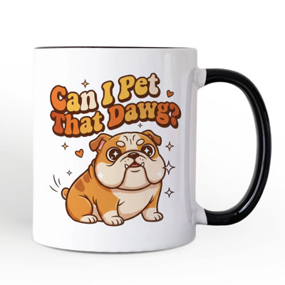 Can I Pet That Dawg Bulldog Retro Mug, Cute Funny Dog Lover Gift with Custom Name