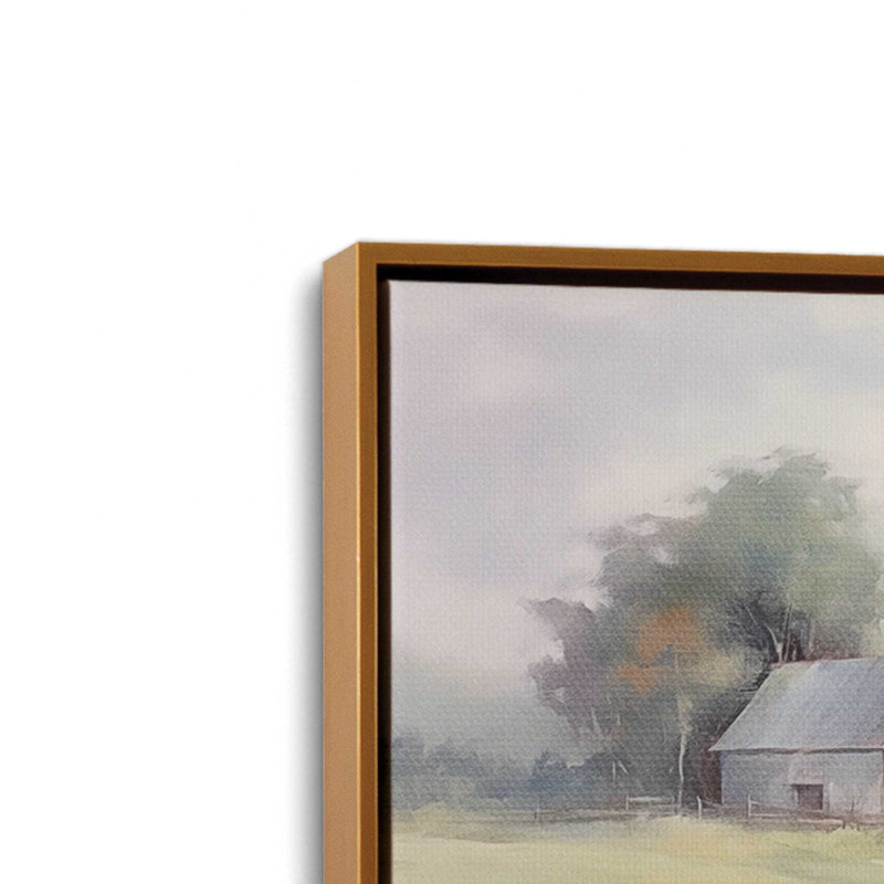 «Tranquil Farmhouse Pasture», reproduction sur toile, Encadrement doré, H 32,75 po x l 48,75 po x P 1,75 po