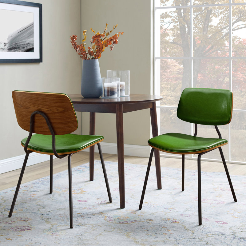 Breajah 18.11 Wide Faux Leather Dinning Side Chair with Metal Frame, Green