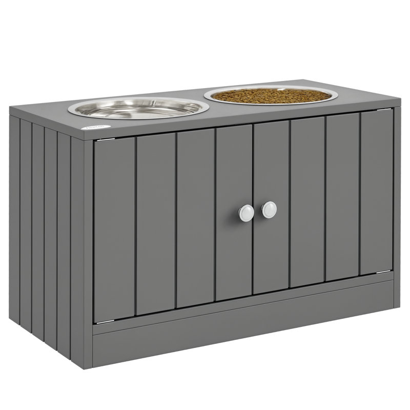 Dog Bowls for Large Dogs Pet Feeding Station with Stand, Gray