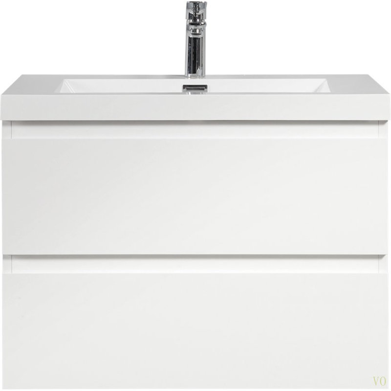Meuble-lavabo flottant 30 po avec lavabo, meuble-lavabo mural moderne avec lavabo en résine et tiroirs à fermeture en douceur