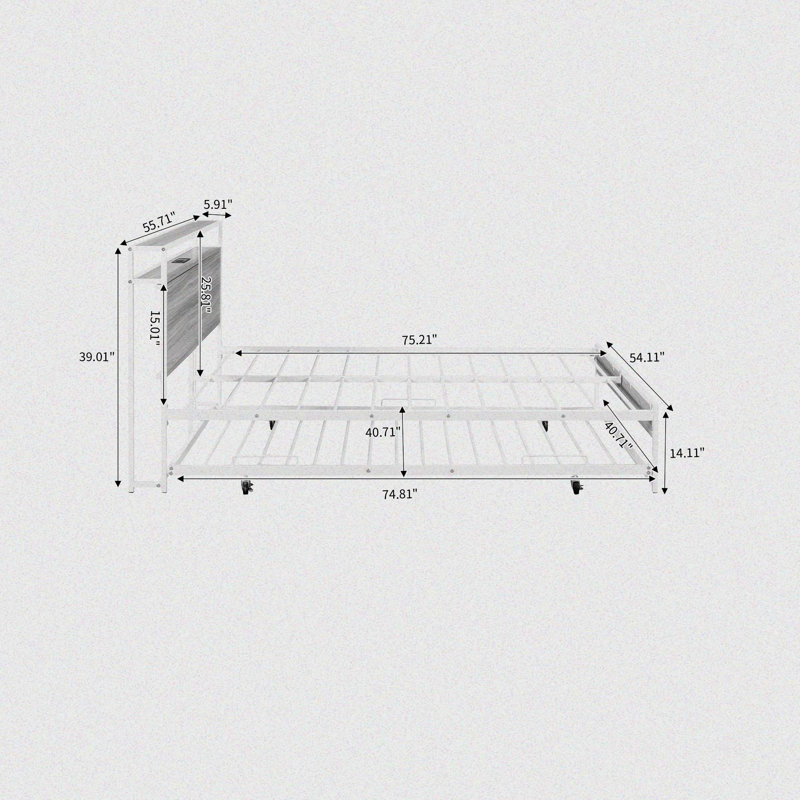 Kelian Metal Platform Bed, Full / Double, White