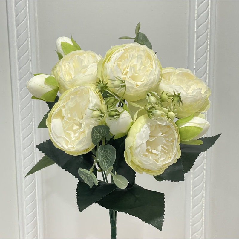 Tiges de pivoine en soie, Vert/blanc