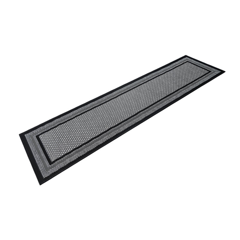 Stelios Geometric Gray Indoor / Outdoor Area Rug, Runner 2'7" x 10'