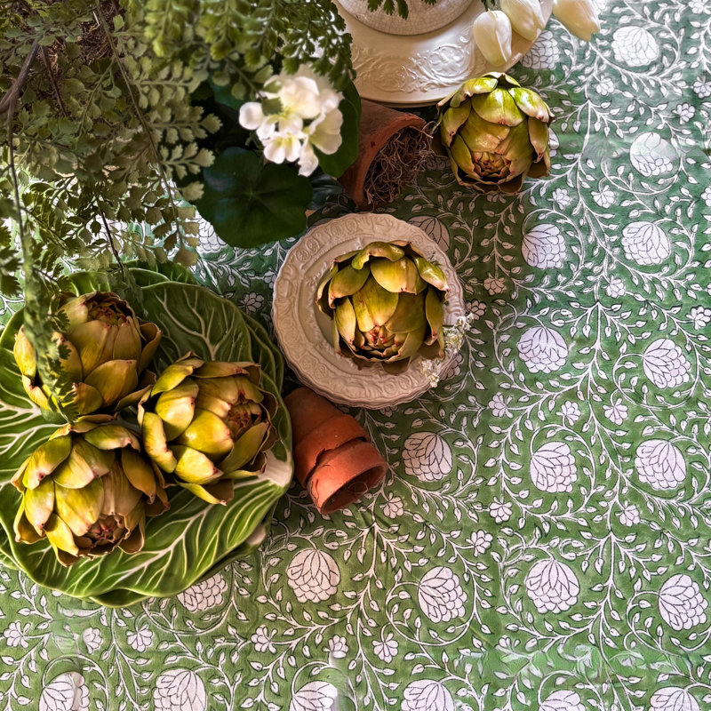 Eden Green Square Tablecloth, 60" Square