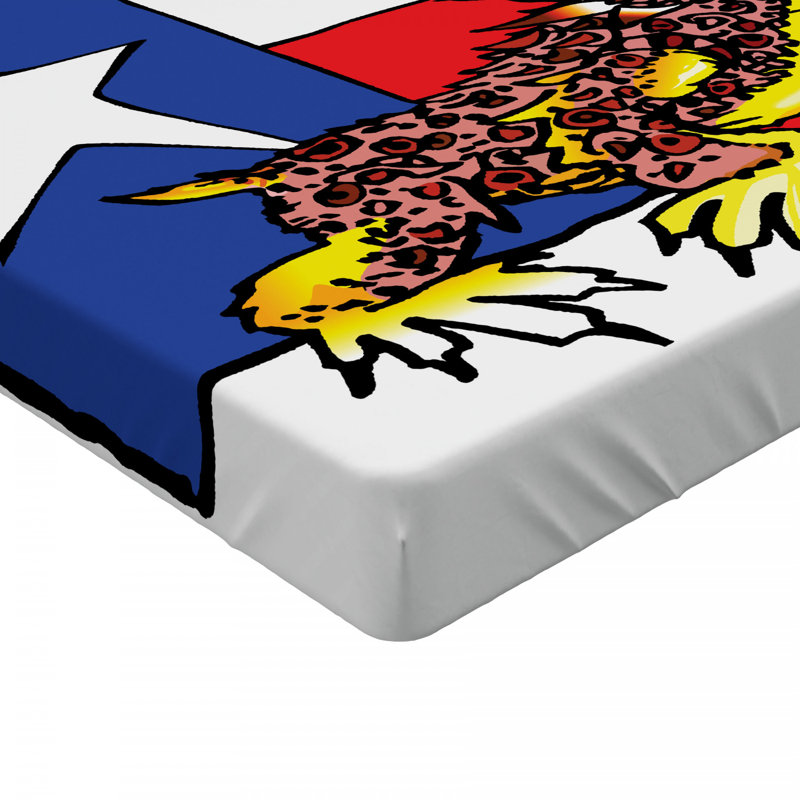 Texas Flag Print Blue Microfiber Twin XL Fitted Sheet