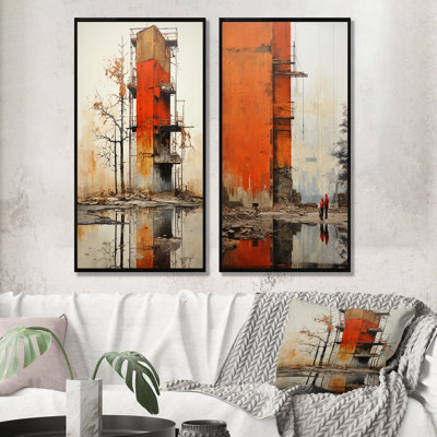 «Plant Landscape Russet Resilience - Factories», ensemble de 2 reproductions d'art sur toile