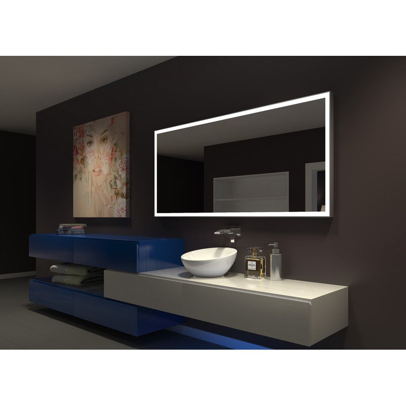 Galaxy Metal Flat Wall Mirror with Drawers, 3000K, 32" H x 70" W