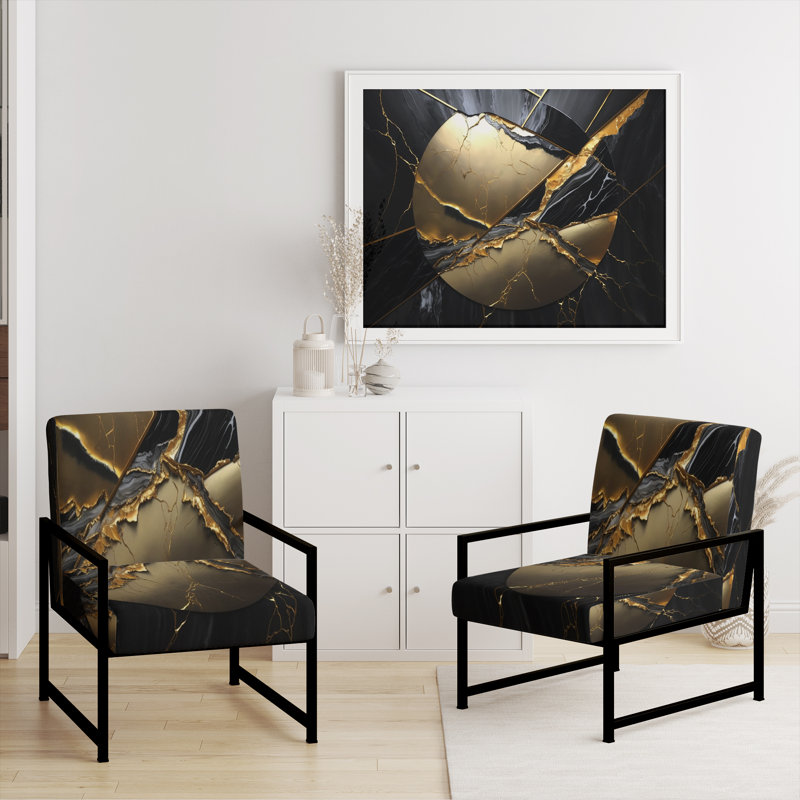 Dau - Fauteuil rembourré d'appoint en marbre abstrait, Noir, noir, noir, noir