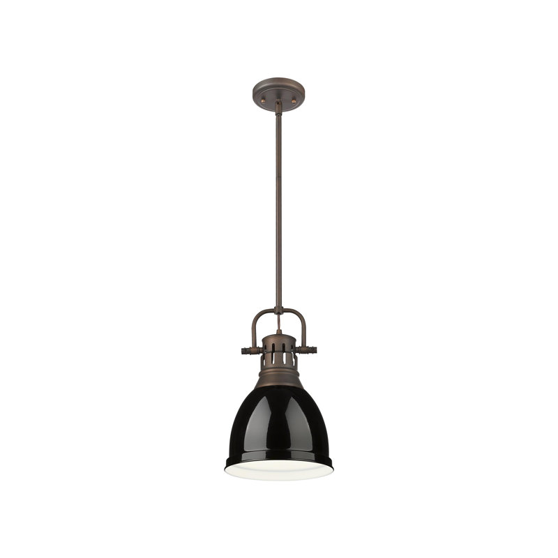 Petit luminaire suspendu avec tige Aljona, H 14,25 po x l 8,875 po x P 8,875 po, Noir, noir, noir, noir, Bronze huilé