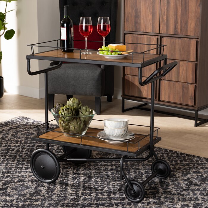 Williston Forge Farwell Wood Bar Cart - Wayfair Canada