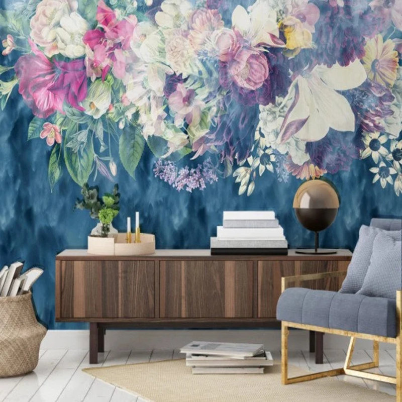 Botanical Cascade In Sapphire Living, 236" L x 118" W