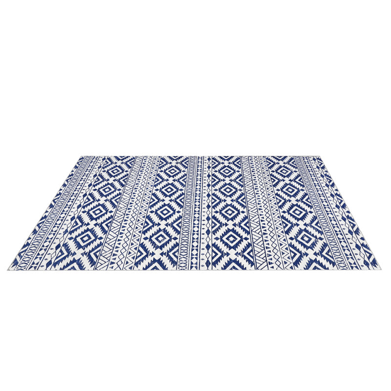 Washable Area Rug Boho Living Room Rug with Non Slip Backing Bedroom Carpet with Geometric Print Stain Resistant Low Pile Floor Mat Home Deco