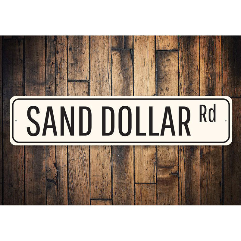 Plaque en aluminium Sand Dollar Road, H 4 po x l 18 po x P 0,04 po