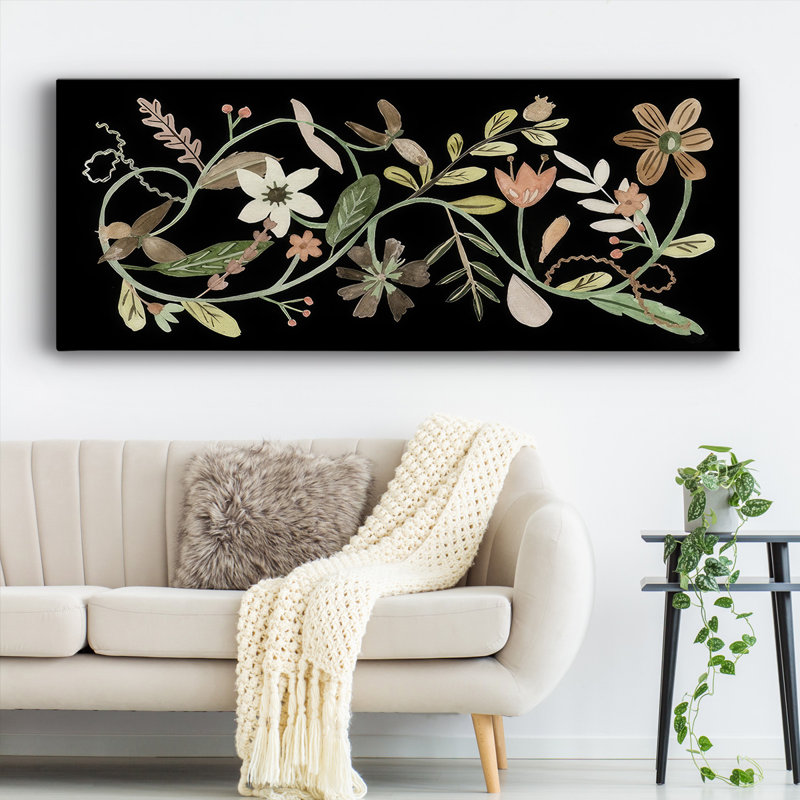 Fleurs pressées I sur toile, H 24 po x l 60 po x P 1,5 po