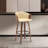 30" Swivel Walnut Wood Bar Stool In Cream Faux Leather