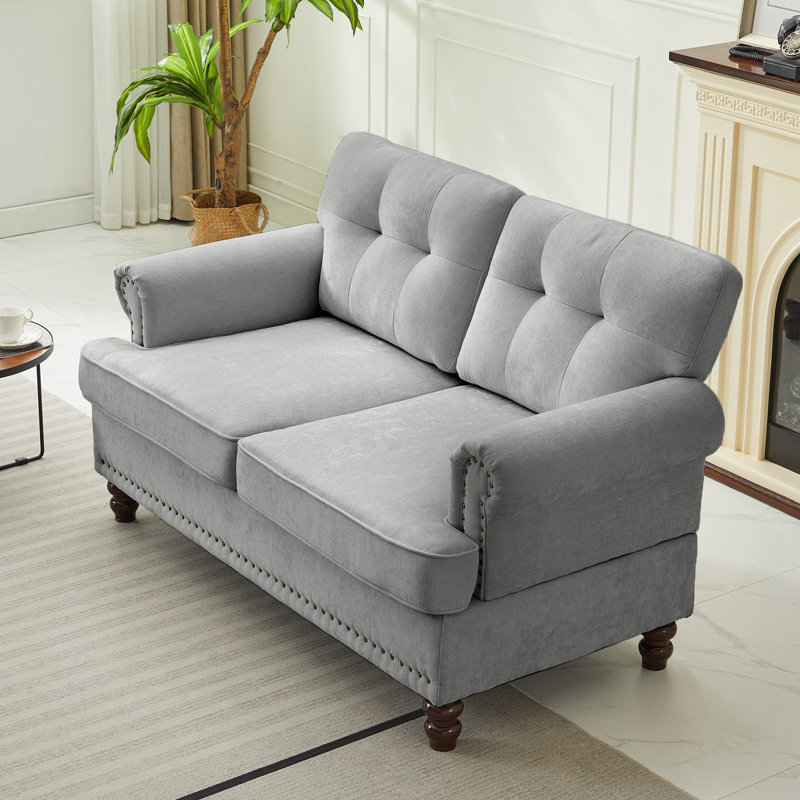 Causeuse rembourrée 55,9 po, Gris