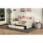 Lit de jour simple avec ports de rangement et de charge, revêtement beige avec éclairage à DEL et revêtement d'ambiance beige, capacités, fabrication d'ambiance-1928985486