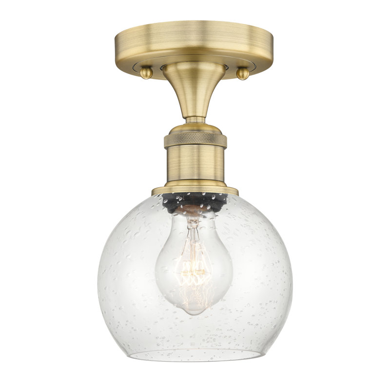 Plafonnier semi-encastré Daris, Laiton brossé, H 9,88 po x l 6 po x P 6 po