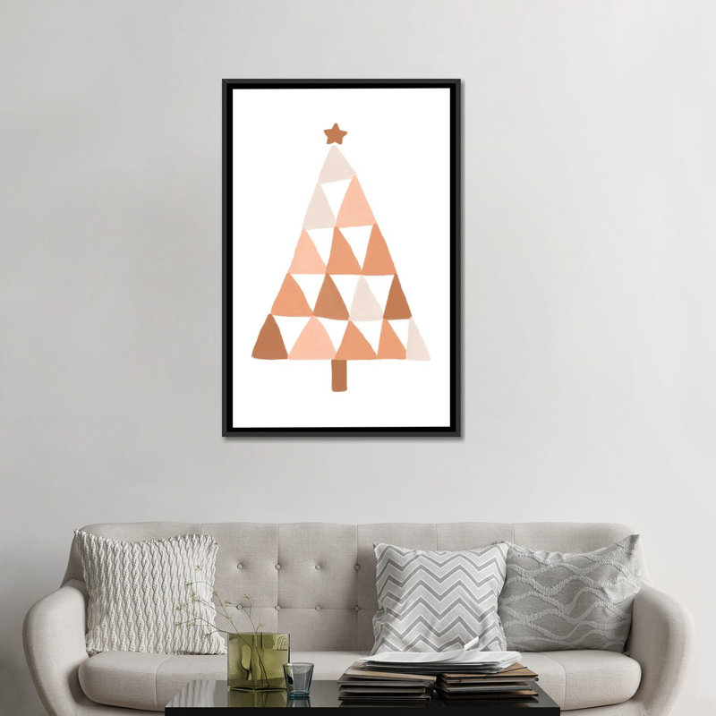 Arbre de Noël pastel par Orara studio-reproduction d’art, H 48 po x l 32 po x P 1,5 po, Toile avec cadre noir, Pas de tapis