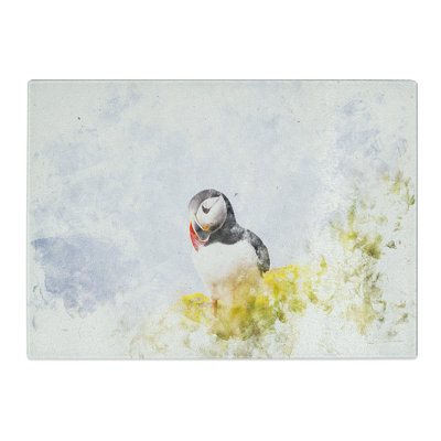 Tempered Glass Lone Atlantic Puffin Chopping Board