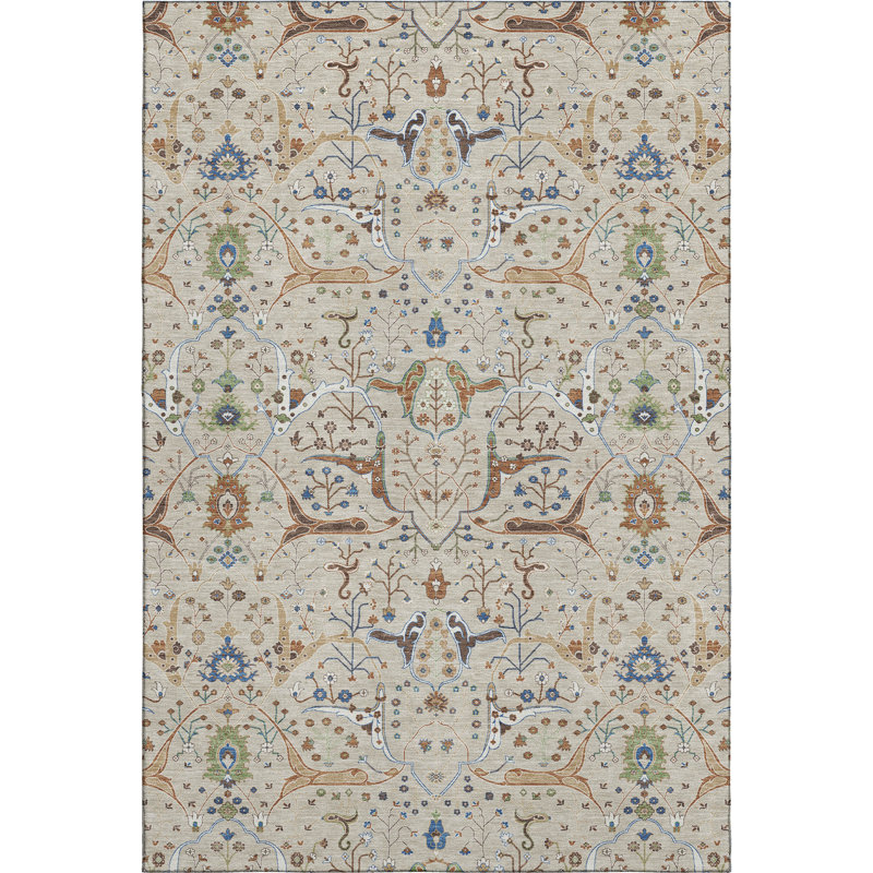 Premium Machine Washable Mayfield AMF2250 Global Rug, Beige, 2'6" x 3'10"