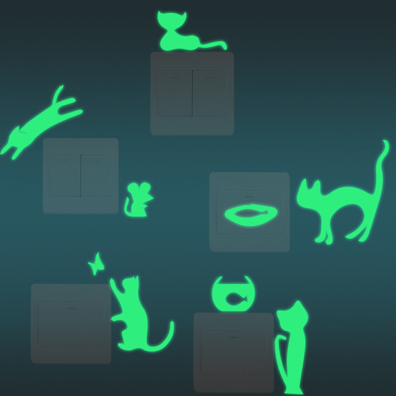 Cats Glow in Dark Wall Sticker Set