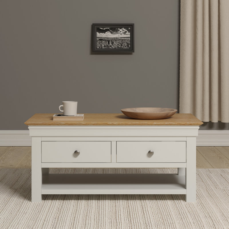 Adaleya Four Leg Coffee Table with Storage, Ivory
