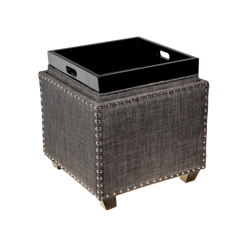 Repose-pieds avec rangement Levey, gris