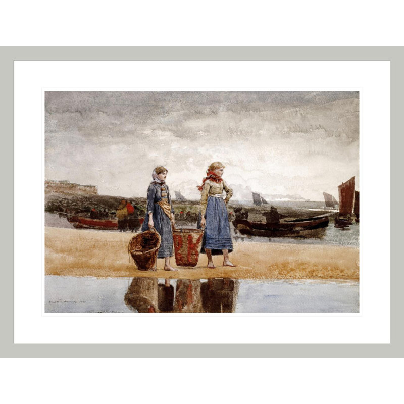 «Two Girls on The Beach Tynemouth» par Winslow Homer, impression giclée sur cadre, 22,68 po H x 29,5 po L