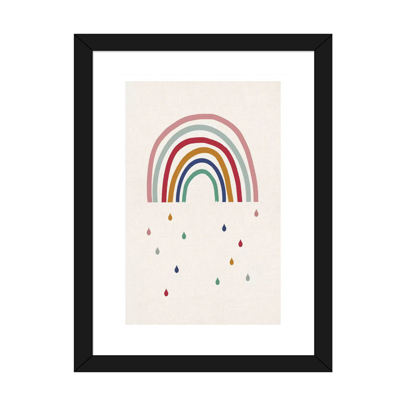 Décoration murale pleure arc-en-ciel pour enfants, H 24 po x l 16 po x P 1 po, Papier encadré noir