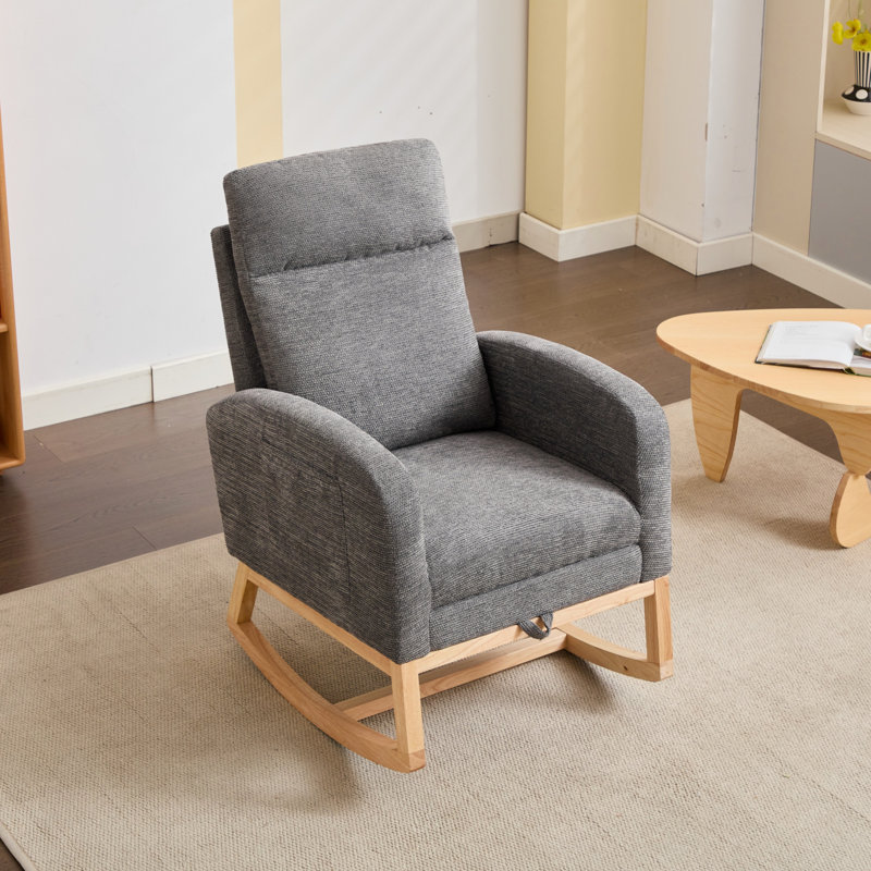 Chaise berçante avec pieds en bois massif, Gris foncé