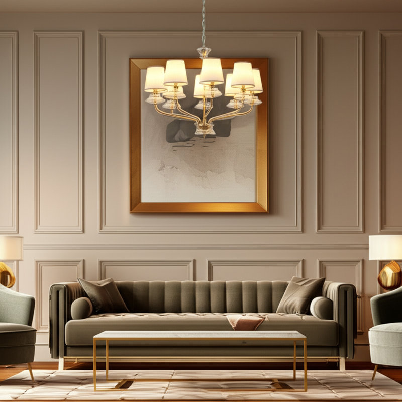 Lustre empire à 8 lumières Jamnis, Blanc