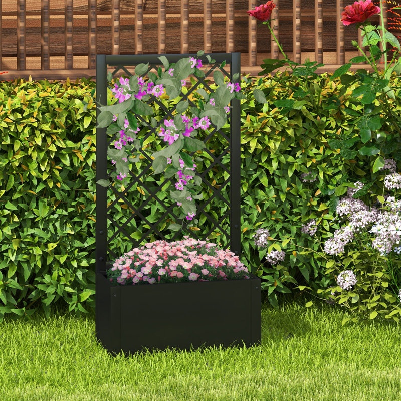 Shamena Handmade Metal Planter Box with Trellis