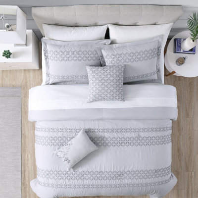 Ensemble d'édredon brodé moderne 5 pièces Kensington