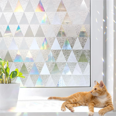Décalcomanie holographique pour fenêtre d'intimité statique givré bloquant les rayons UV en verre coloré décoratif pour les portes et les fenêtres