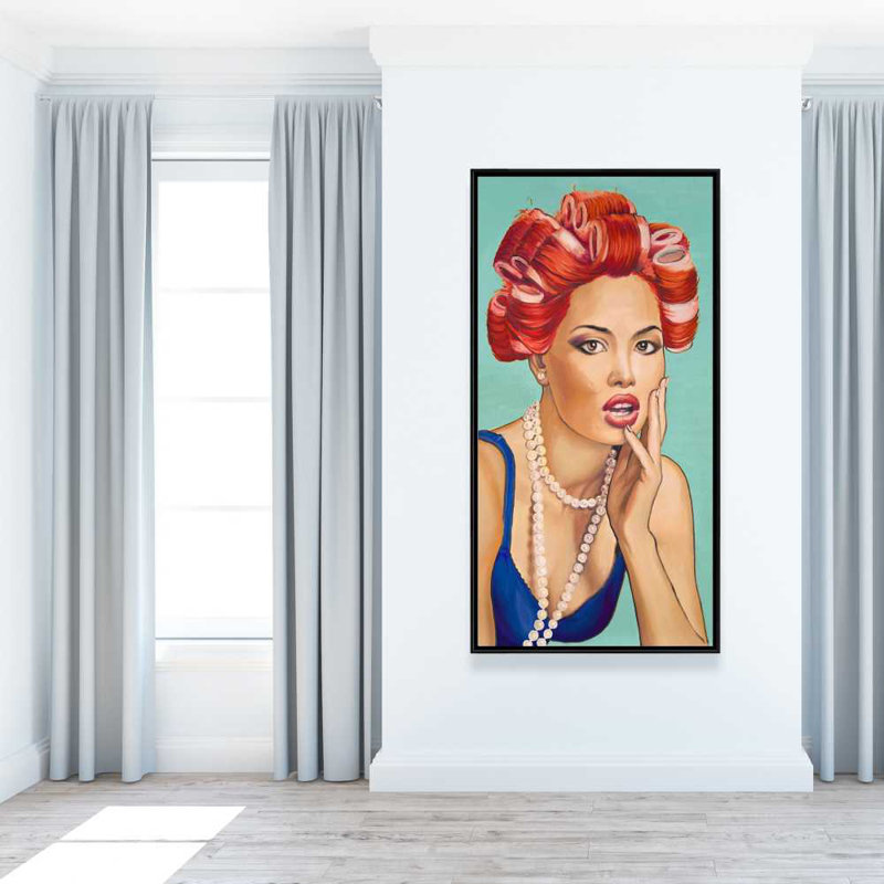 Pin up with bigoudis - Toile encadrée rétro pour la décoration intérieure