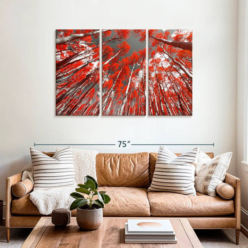 Harnek Red Forest Trees, 36" H x 57" W
