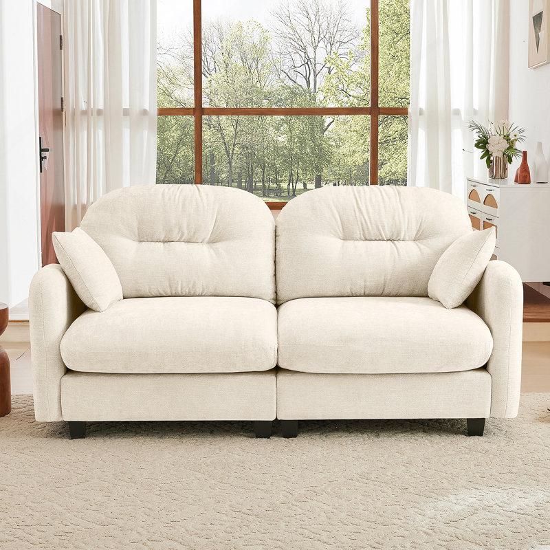 Canapé-lit modulaire à causeuse avec tissu chenille, dossier capitonné, conception ergonomique, mousse haute densité, accoudoirs faciles à installer et élégants pour le salon