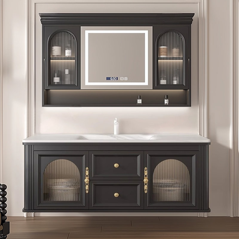 French style retro simple bathroom Vanity, Black, 21.7" H x 59" W x 19.7" D