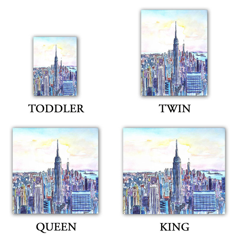  Ensemble de housse de couette Markus Bleichner NYC Manhattan Skyline, Housse de couette pour grand lit et 2 taies décor