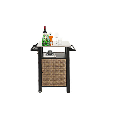 Îlot de cuisine extérieur avec chariot et armoire